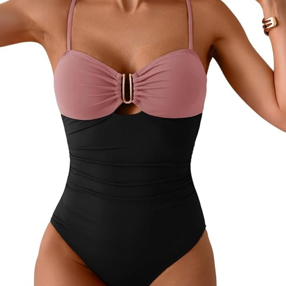 Tummy Control Ruched Bathing Suit Cutout U Wire Swim Suits